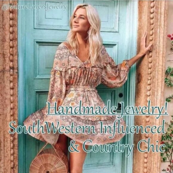 Boho Southwestern Wild Child Vibes! X-Long Turquoise & Brown Statement Necklace - Picture 9 of 12